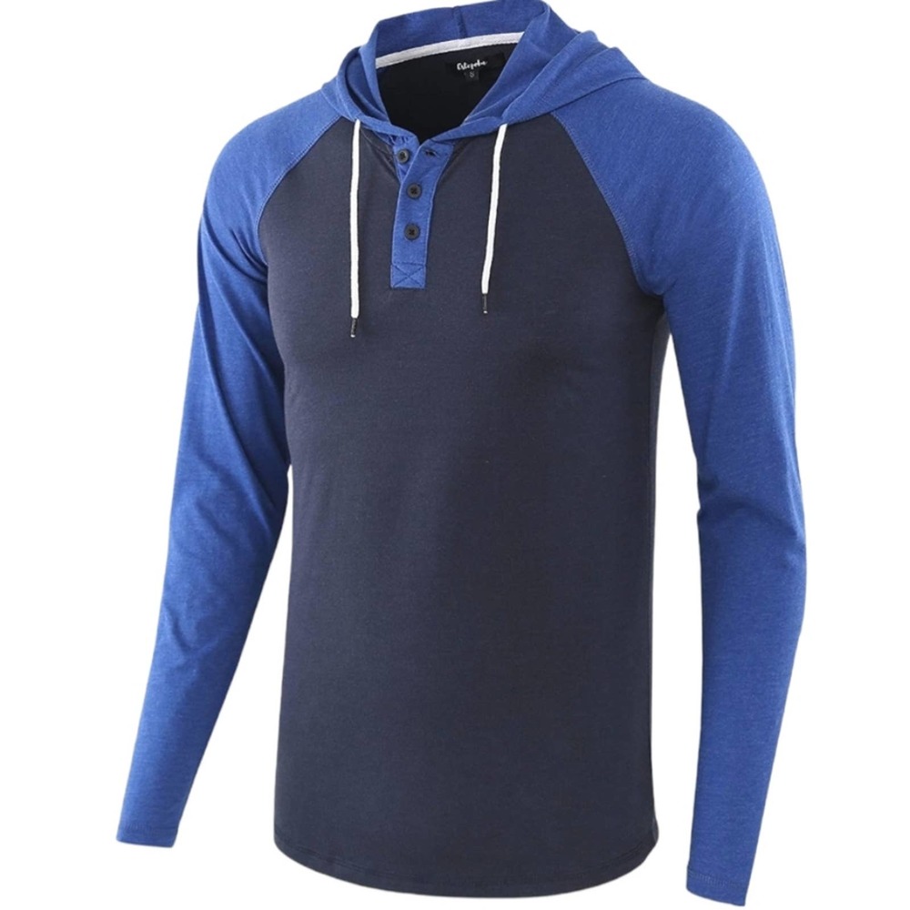 Estepoba Men's Athletic Fit Lightweight Henley Hooded Pullover - NWT